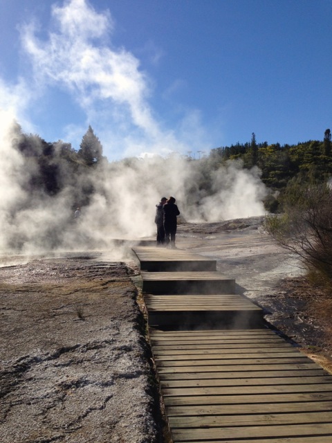 walking through the steam