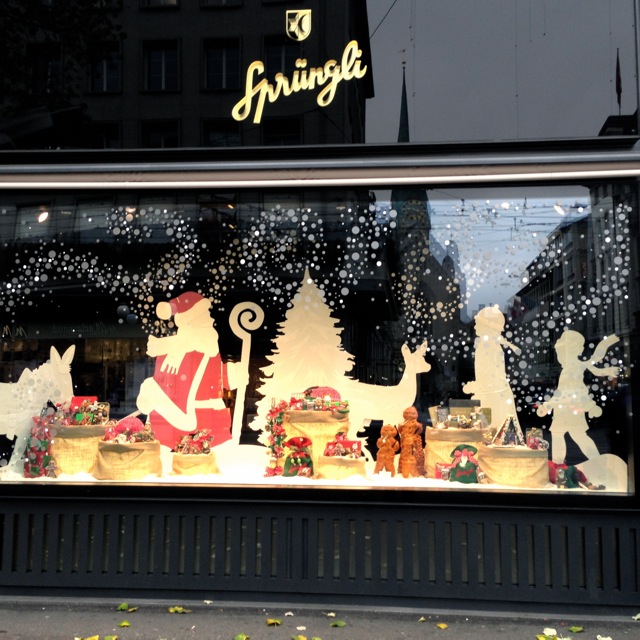 santa, chocolates and reflections in zurich