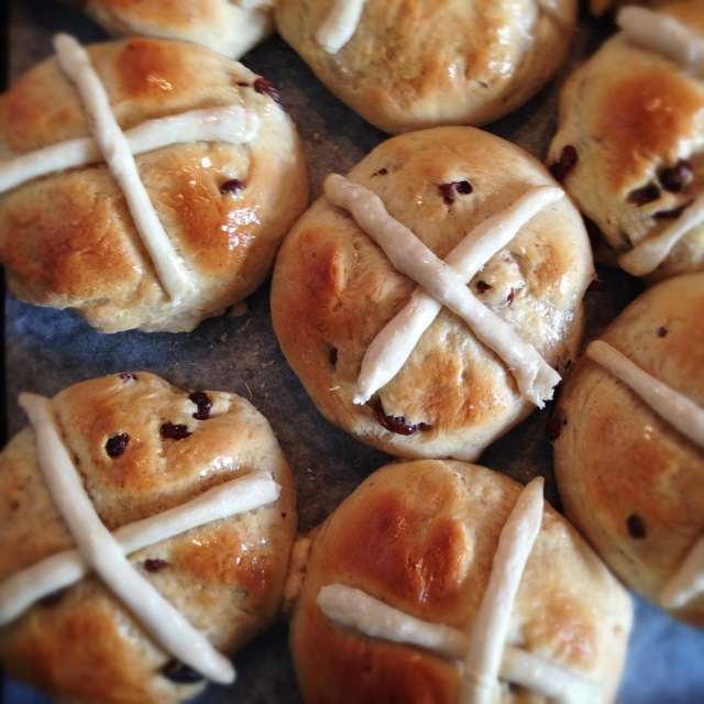 homemade hot cross buns