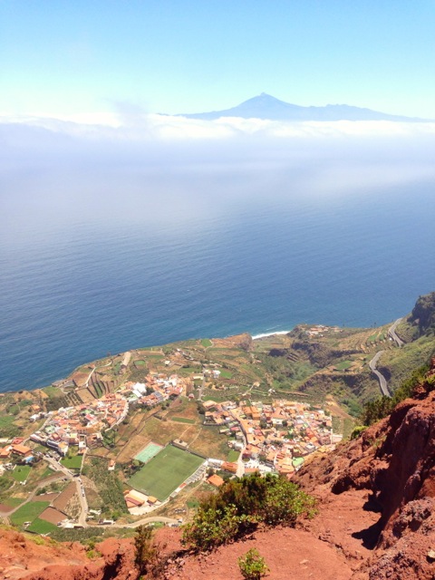 hike up the red wall from Agulo down below