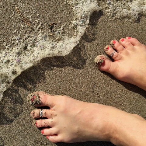 grounding barefoot beach walk